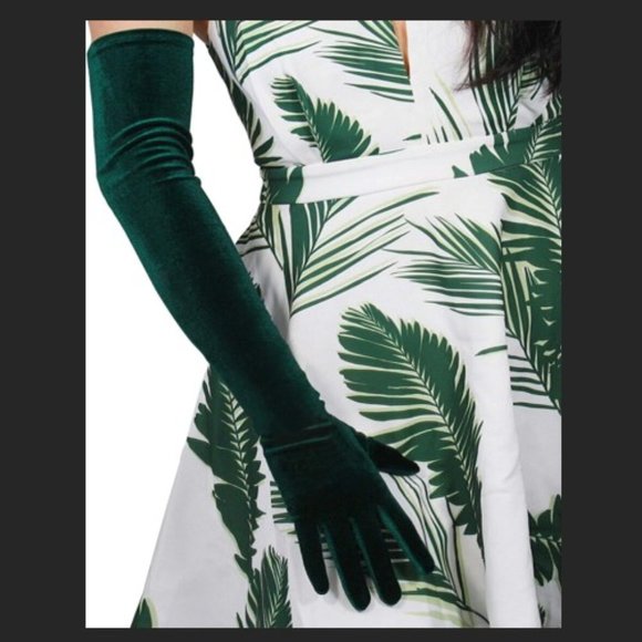Opera Gloves - Dark Green Velvet - Picture 1 of 3